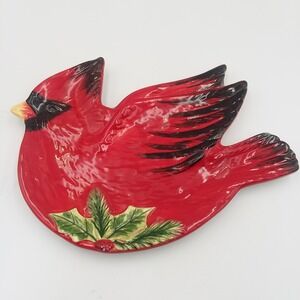Certified International Susan Winget Christmas Cardinal Holly Decor Trinket Dish